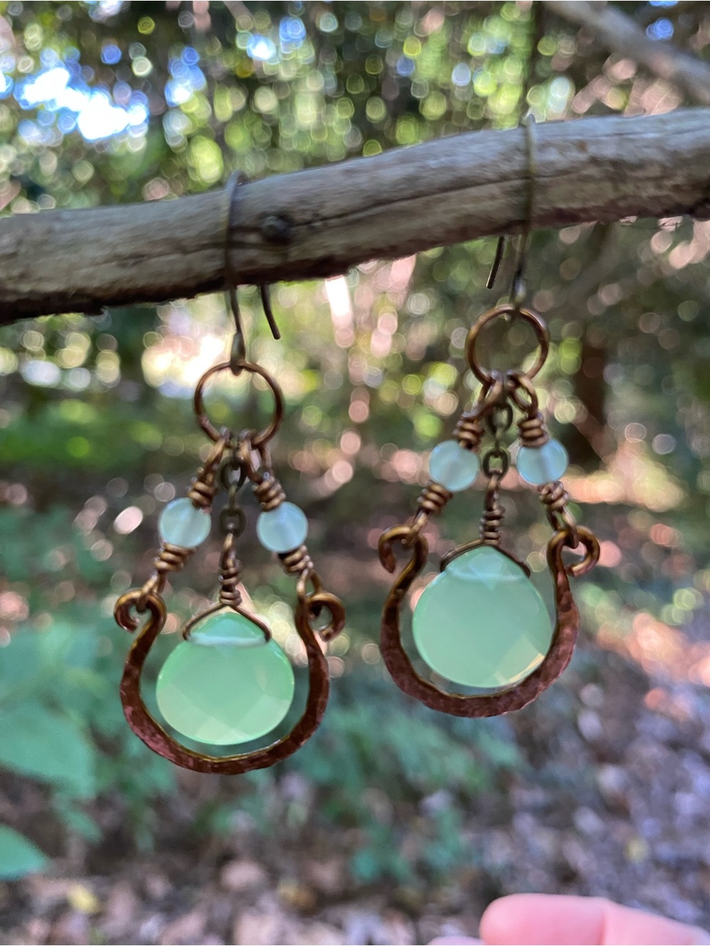 Handcrafted Green Chalcedony Drop Earrings